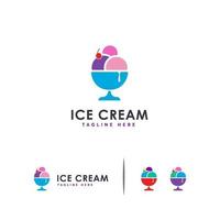 vector de concepto de diseños de logotipo de helado, plantilla de logotipo de postres dulces