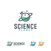 vector de concepto de diseños de logotipo de planeta de ciencia, plantilla de logotipo de laboratorio