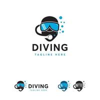 vector de concepto de diseños de logotipo de buceo, símbolo de logotipo de timón de buceo