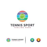 Vector de diseños de logotipo de tenis elegante, plantilla de logotipo de pelota de tenis icónica