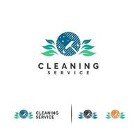 concepto de diseño de logotipo de servicio de limpieza, símbolo de diseño de logotipo de mantenimiento, logotipo de naturaleza limpia vector