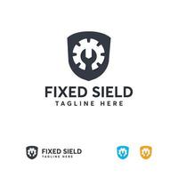 Shield technology logo designs concept vector, Shield gear logo symbol vector