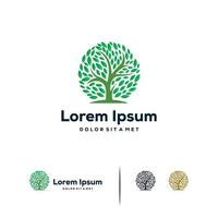 Concepto de diseños de logotipo de jardín verde, plantilla de logotipo de árbol abstracto vector