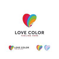 vector de diseños de logotipo de color de amor, símbolo de logotipo de hogar colorido, icono de cuidado de personas