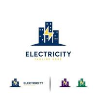 vector de concepto de diseños de logotipo de electricidad, plantilla de logotipo de electricidad de construcción