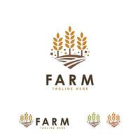 vector de concepto de diseños de logotipo de granja, plantilla de logotipo de grano de trigo