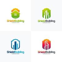set of Building Shield Logo designs concept vector, Home Secure logo template symbol vector