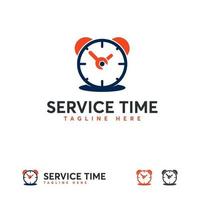 vector de diseños de logotipo de tiempo de servicio, símbolo de servicio mecánico de reloj de tiempo