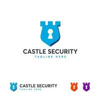 vector de diseños de logotipo de seguridad de castillo, plantilla de diseños de logotipo de escudo de reino