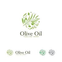 Concepto de diseño de logotipo de aceite de oliva de círculo abstracto, plantilla de logotipo de cuidado de la piel vector