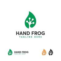 Nature Frog Hand logo designs concept vector, Amphibi Logo designs concept template vector