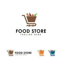 vector de concepto de diseños de logotipo de tienda de alimentos, plantilla de logotipo de tienda