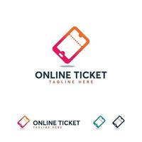 Online Ticket logo symbol, Phone Ticket logo designs concept vector