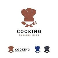 Plantilla de diseños de logotipo de cocina, diseños de logotipo de gorro de chef, símbolo de logotipo de restaurante vector