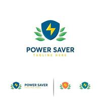 Power Saver logo designs template, Electricity Shield logo symbol vector