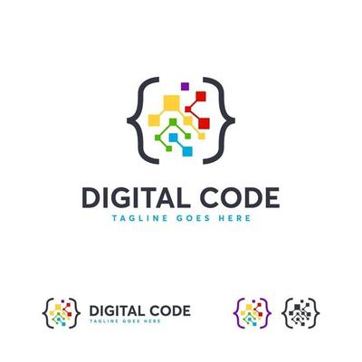 Digital Code logo designs template, Fun Coding logo symbol