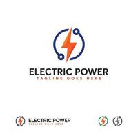 Electric Power logo designs, electricity Tech logo template vector