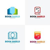 Set of Book Shield logo designs vector, Education logo symbol vector