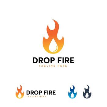 Fire logo designs template, Fire and Water logo template. Oil and Gas logo symbol vector