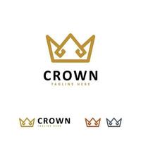 Simple Elegant Crown logo symbol concept, King logo designs template vector