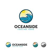 vector de concepto de diseños de logotipo de océano, plantilla de diseños de logotipo de océano icónico moderno