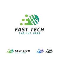 Fast Tech logo designs concept vector, Pixel technology logo template vector