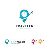 Traveling logo designs template, Travel point logo designs template vector