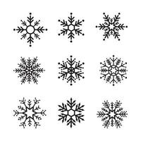 Snowflake winter set of black isolated nine icon design on white background. Vector illustration