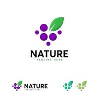 Nature Grape logo designs, Pure Grape logo designs template, Great Grape logo template vector