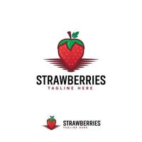 lindos diseños de logotipos de frutas de fresas, plantilla de logotipos de tiendas de frutas vector