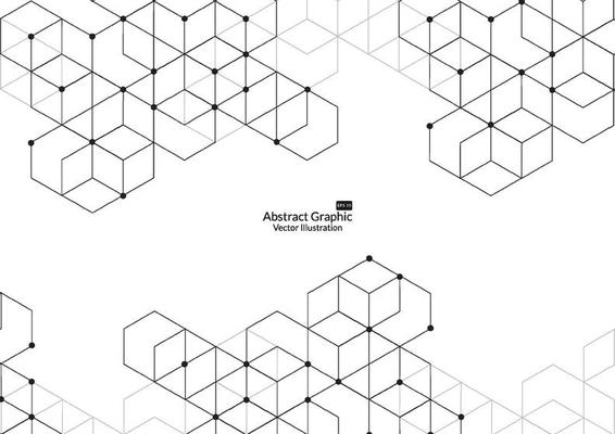 Abstract boxes background. Modern technology with square mesh. Geometric on white background with lines. Cube cell. Vector illustration