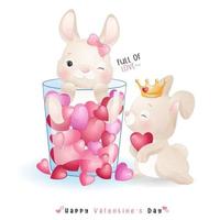 Cute doodle bunny for valentines day vector