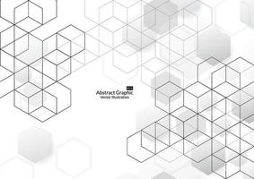 Abstract boxes background. Modern technology with square mesh. Geometric on white background with lines. Cube cell. Vector illustration