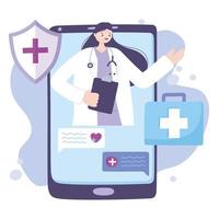 telemedicine concept with doctor on the smartphone vector