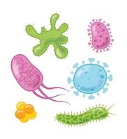 bacteria and virus icon set vector