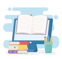 education online with computer and book vector