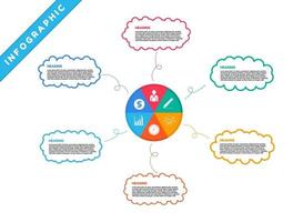 Infographic with colorful mind mapping bubbles and icons vector