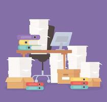 desk with a heavy load of paperwork vector