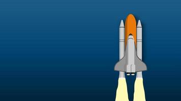 Space shuttle taking off on the mission, spaceship into the sky, vector illustration