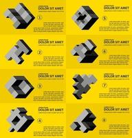 The abstract three-dimensional cube as an element of design template vector