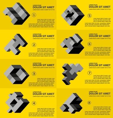 The abstract three-dimensional cube as an element of design template