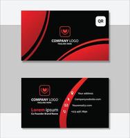Red and black geometric business card template design vector