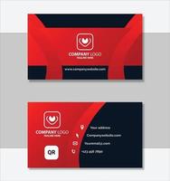 Red and black geometric business card design template vector