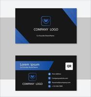 blue and black geometric business card template design vector