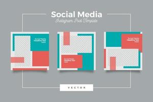 Dynamic modern social media template banner set vector