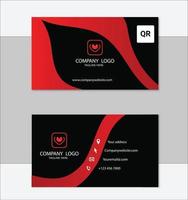 Red and black geometric business card design template vector