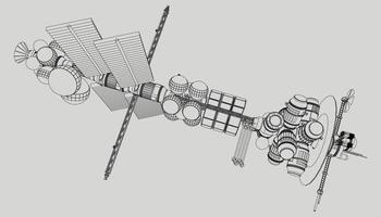 lineart de la nave espacial vector