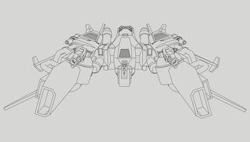 lineart de la nave espacial vector