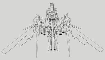 lineart de la nave espacial vector