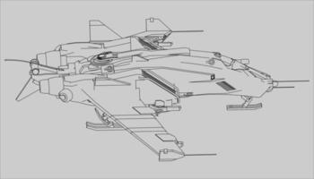 lineart de la nave espacial vector